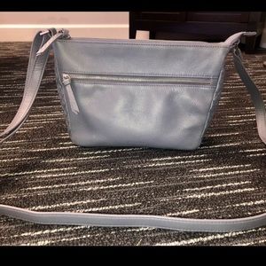 VERA BRADLEY CARRYALL CROSSBODY GRAY LEATHER PURSE